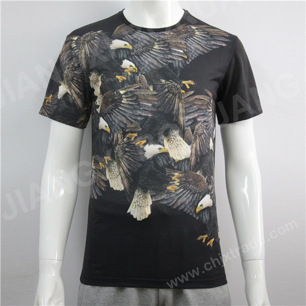 MENS 100%POLYESTER JERSEY T-SHIRT WITH FULL PRINT