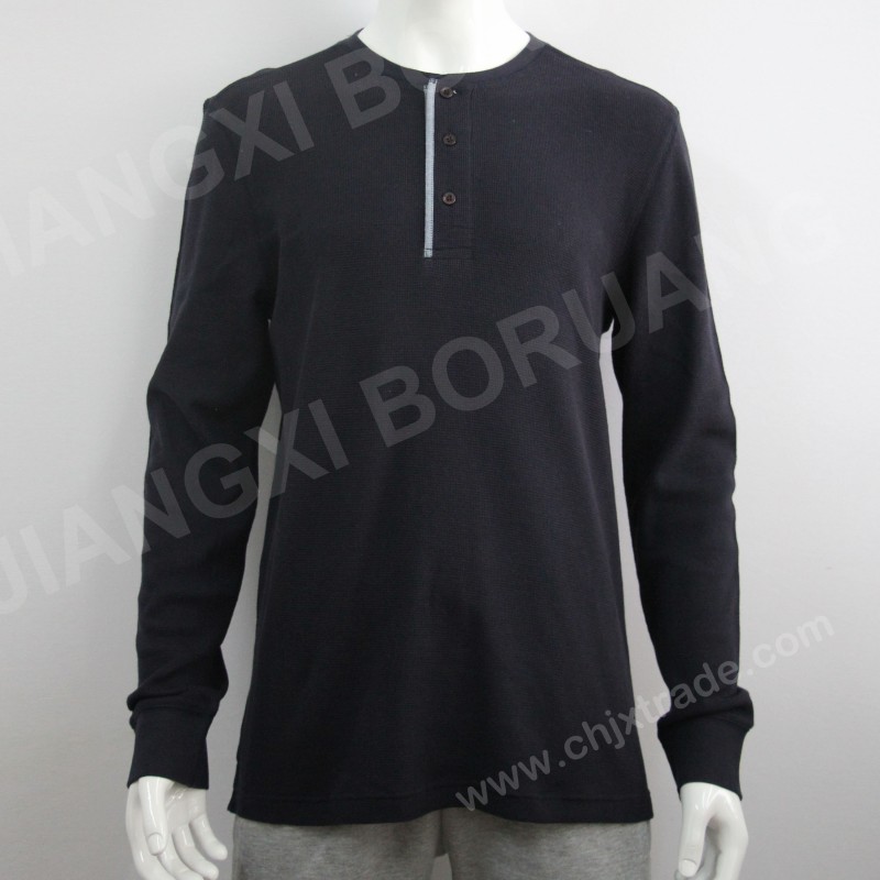 MENS 1/4 ZIP WAFFLE LONG SLEEVE SHIRT