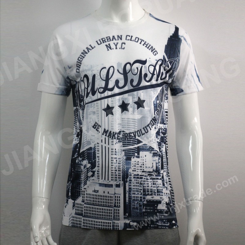 MENS 100%POLYESTER JERSEY T-SHIRT WITH FULL PRINT