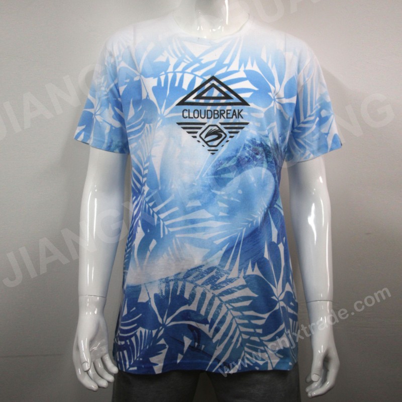 MENS 100%POLYESTER JERSEY T-SHIRT WITH FULL PRINT