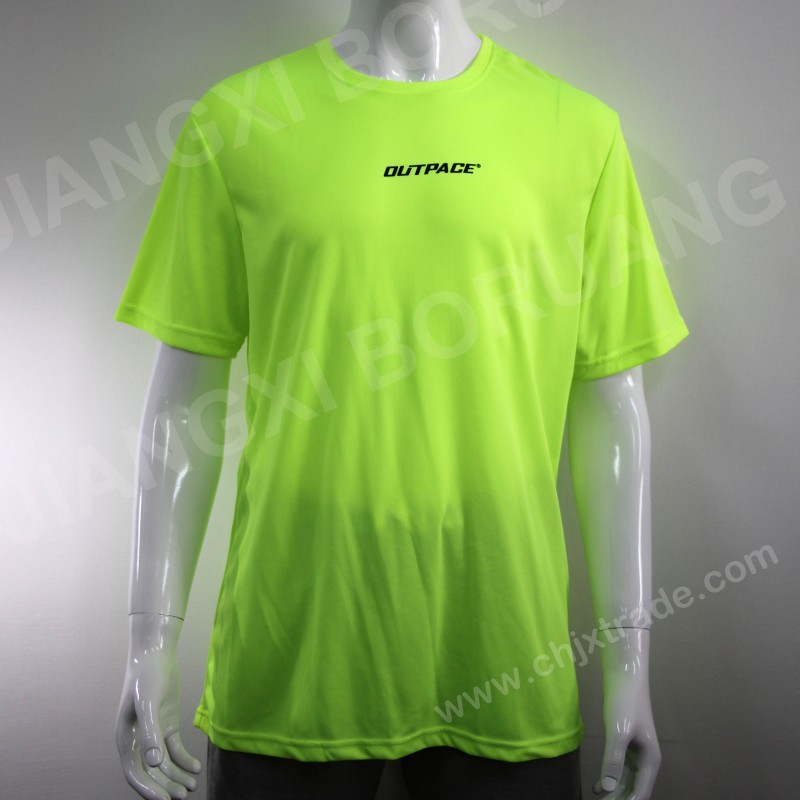 MENS 100%POLYESTER MOISTURE WICKING T-SHIRT WITH PRINT