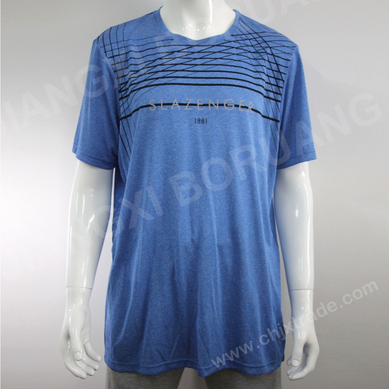 MENS 100%POLYESTER MOISTURE WICKING T-SHIRT WITH PRINT