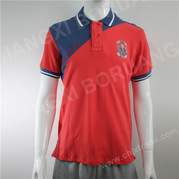 MENS COTTON+SPANDEX BEAD POLO SHIRT WITH EMBROIDERY