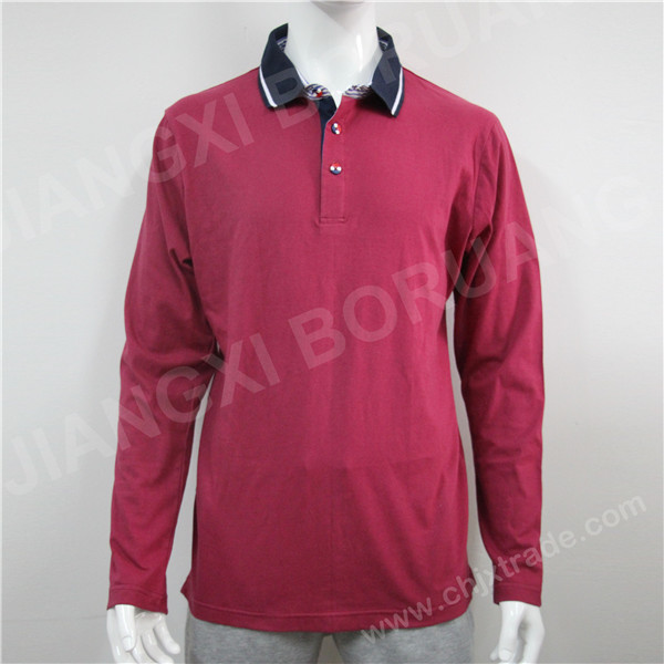 MENS CVC JERSEY LONG SLEEVE POLO SHIRT