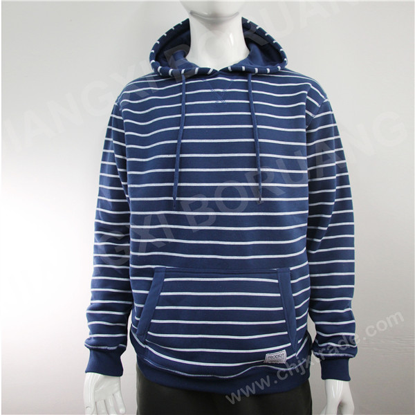 MENS TC 65/35 300G FLEECE STRIPED HOODIES