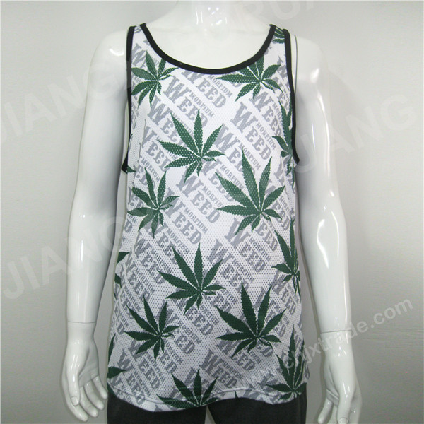 MENS POLYESTER MESH/JERSEY VEST WITH PRINT