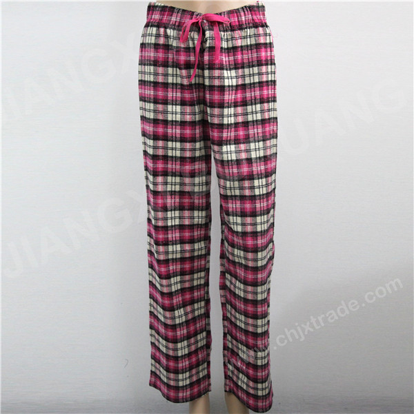 WOMENS WOVEN COTTON FLANNEL PANTS WITH PLAID