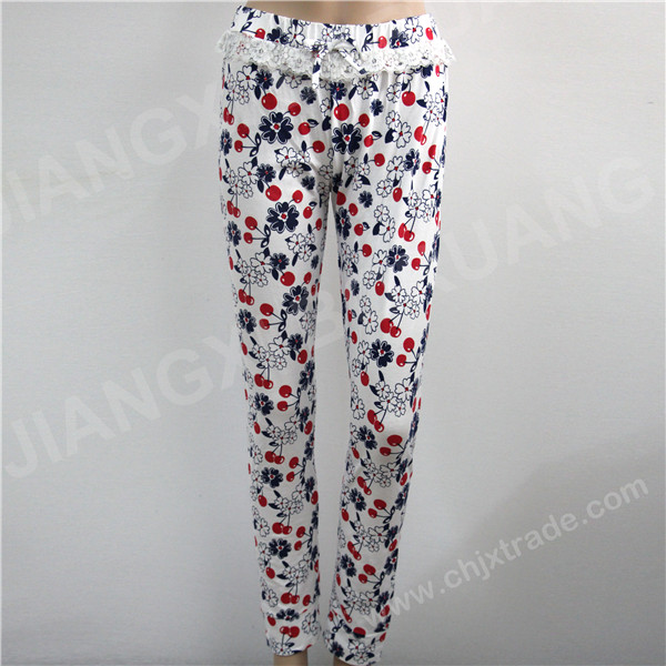 WOMENS CVC JERSEY LACE PANTS WITH FULL PRINT