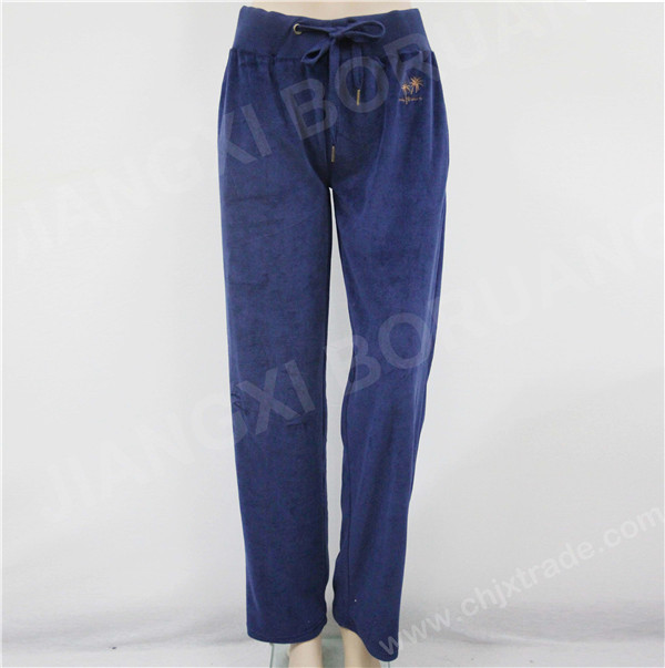 WOMENS CVC 80/20 VELOUR PANTS WITH EMBROIDERY