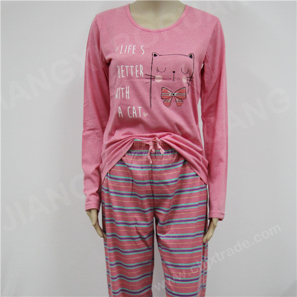 WOMENS KNIT TC JERSEY PAJAMA SET WITH PRINT