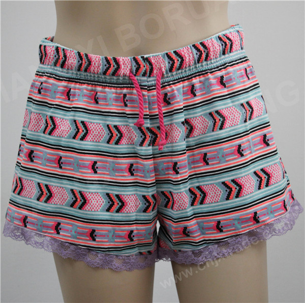 WOMENS FULL PRINT SHORT PANTS WITH LACE