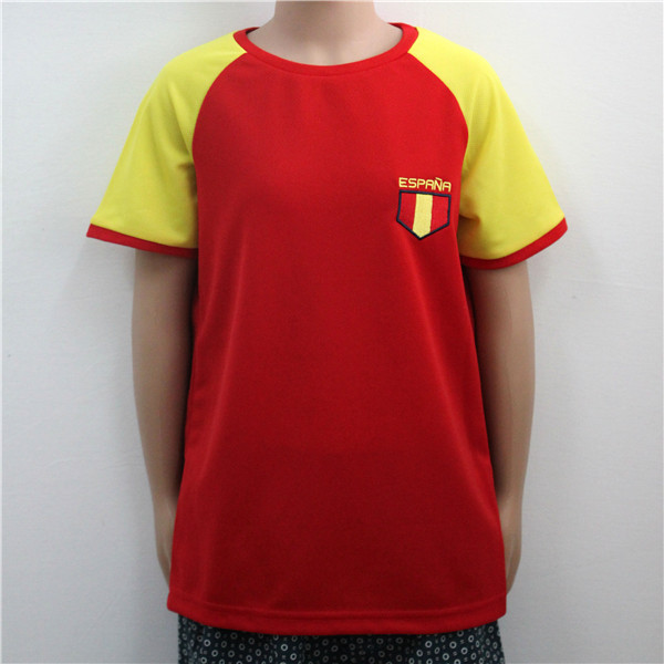 BOYS 100%POLYESTER BIRD EYES T-SHIRT WITH EMBROIDERY