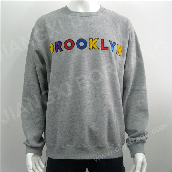 MENS CREW NECK PULLOVER WITH CHEST EMBELLISHMENT