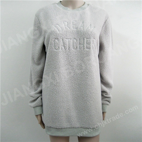 WOMENS POLYESTER SHERPA NIGHTDRESS WITH EMBROIDERY