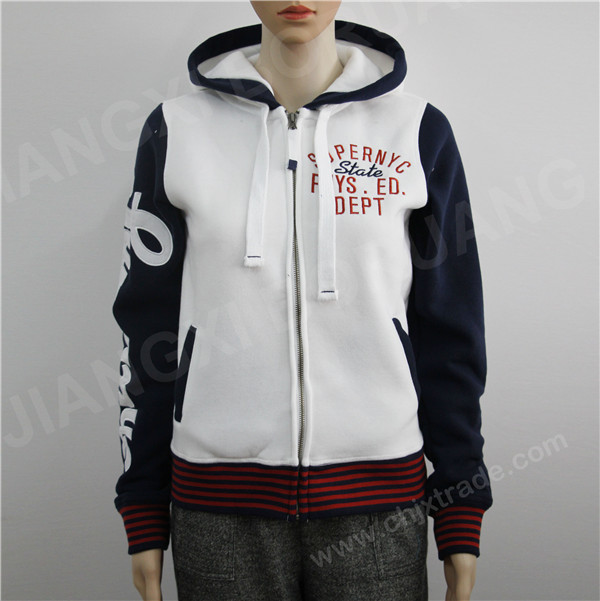 WOMENS 100%POLYESTER FLEECE HOODIES WITH EMBROIDERY