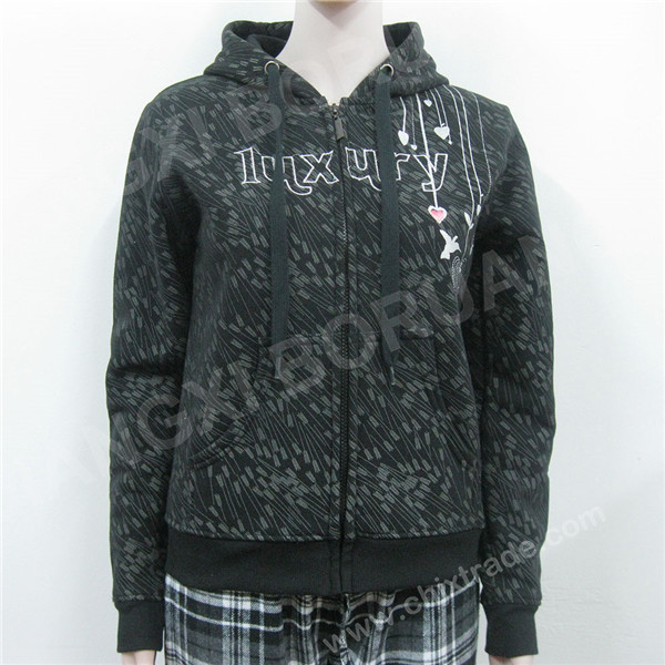 WOMENS FLEECE JACKET WITH FULL PRINT AND EMBROIDERY