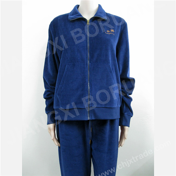 WOMENS VELOUR CASUAL SET WITH EMBROIDERY