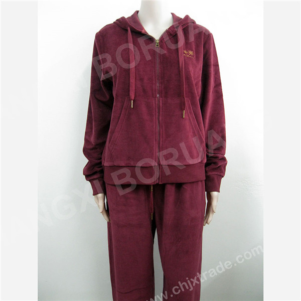 WOMENS VELOUR CASUAL SET WITH EMBROIDERY