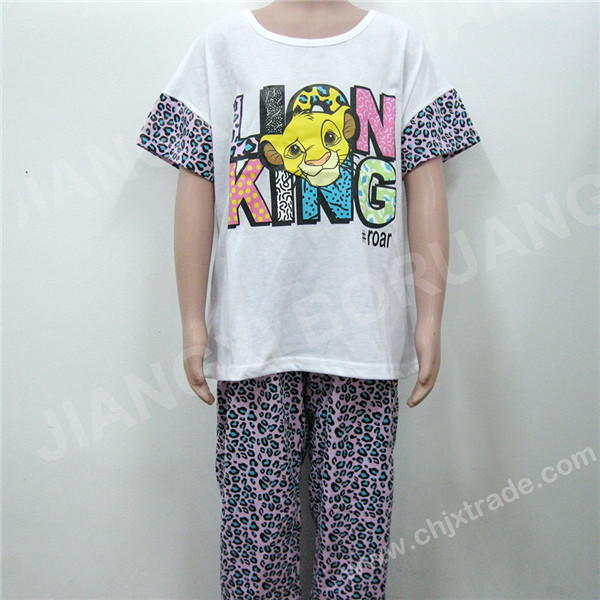 Kids custom print t-shirt and full print pants wholesale fashion suit