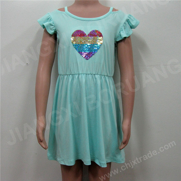 KIDS DRESS WITH PAILLETTE PRINT